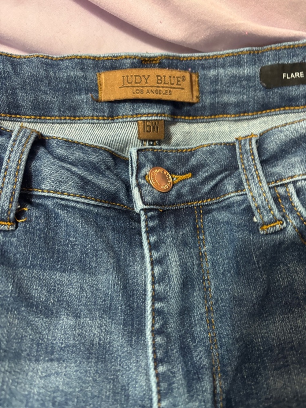 Judy Blue Light Blue Flare Jeans with Panel Seams so flattering! 16W - Picture 5 of 9
